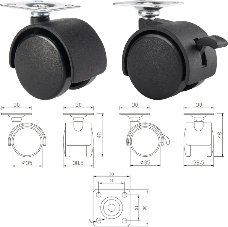 Комплект колес-роликов для мебели.