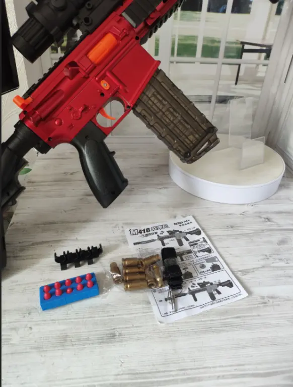 Детский автомат M416 с выбросом гильз и оптическим прицелом, игрушечная винтовка на мягких пулях EVA