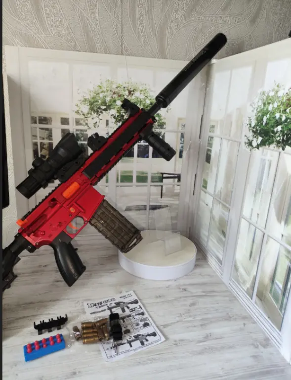 Детский автомат M416 с выбросом гильз и оптическим прицелом, игрушечная винтовка на мягких пулях EVA